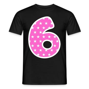 Number 6 - Men's T-Shirt - black - Front - AI Model Male 178 light (178cm)
