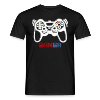 Game Console Gamer - Men's T-Shirt - black - Front - AI Model Male 178 light (178cm)
