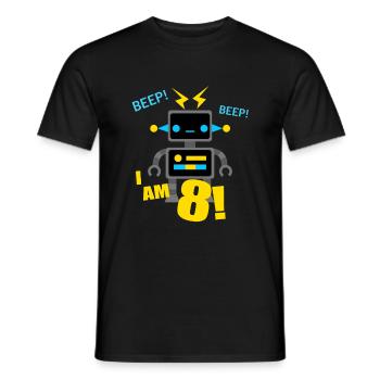 Robot 8 jaar verjaardagscadeau jongen - Heren T-shirt - zwart - Voor - AI Model Male 178 light (178cm)