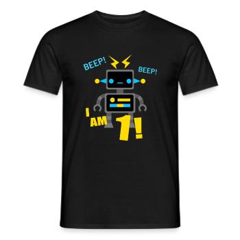 Robot 1 an anniversaire garçons cadeau - T-shirt homme - noir - Devant - AI Model Male 178 light (178cm)