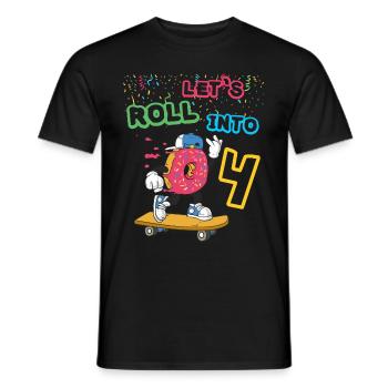 4. Geburtstag Donut Skater Skateboard Cool - Männer T-Shirt - Schwarz - Vorne - AI Model Male 178 light (178cm)