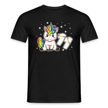 Licorne 11 anniversaire 11 ans arc-en-ciel fille - T-shirt homme - noir - Devant - AI Model Male 178 light (178cm)