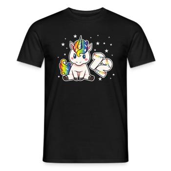 Einhorn 12 Geburtstag 12 Jahre Regenbogen Mädchen - Männer T-Shirt - Schwarz - Vorne - AI Model Male 178 light (178cm)