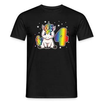 Unicorn 4 Birthday 4 Years Rainbow Girl - Men's T-Shirt - black - Front - AI Model Male 178 light (178cm)
