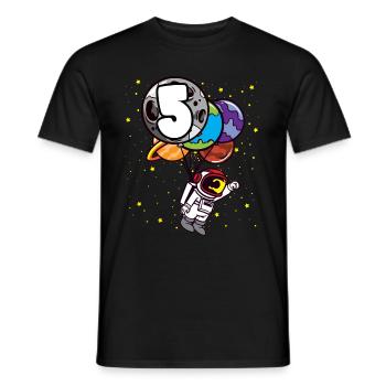 5 Birthday Astronaut 5 Years Space Planets - Men's T-Shirt - black - Front - AI Model Male 178 light (178cm)