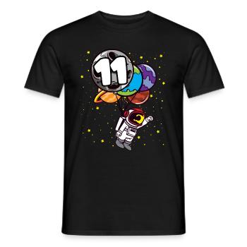11 anniversaire astronaute 11 ans planètes spatiales - T-shirt homme - noir - Devant - AI Model Male 178 light (178cm)