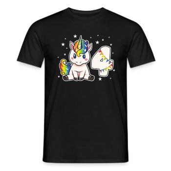 Unicorn 4 Birthday 4 Years Rainbow Girl - Men's T-Shirt - black - Front - AI Model Male 178 light (178cm)