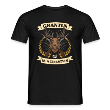 Grantln Is A Lifestyle Grantler Bavaria Dialect - Men's T-Shirt - black - Front - AI Model Male 178 light (178cm)
