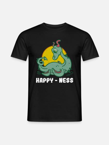Happy - Ness - Loch Ness Nessie Monster - Men's T-Shirt - black