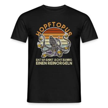 Hopftopus - Entspannt Achtarmig Einen Reinorgeln - Männer T-Shirt - Schwarz - Vorne - AI Model Male 178 light (178cm)