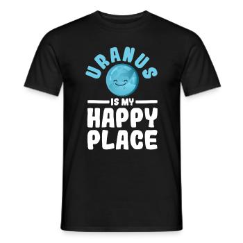 Uranus Is My Happy Place - Uranus Planet Space - Men's T-Shirt - black - Front - AI Model Male 178 light (178cm)