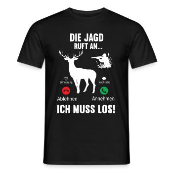 die jagd ruft an Jäger jagen jagd hirsch wild - Männer T-Shirt - Schwarz - Vorne - AI Model Male 178 light (178cm)
