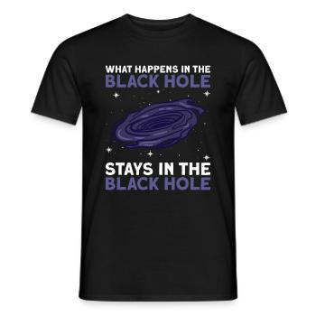 What Happens In The Black Hole Stays In The Black - Männer T-Shirt - Schwarz - Vorne - AI Model Male 178 light (178cm)