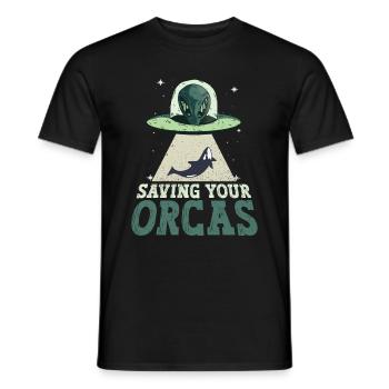 Sauvez les orques - Orque extraterrestre - T-shirt homme - noir - Devant - AI Model Male 178 light (178cm)