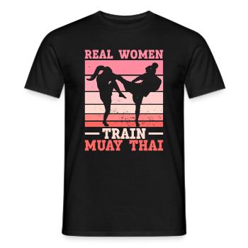 De vraies femmes s’entraînent au Muay Thai - Muay Thai - T-shirt homme - noir - Devant - AI Model Male 178 light (178cm)