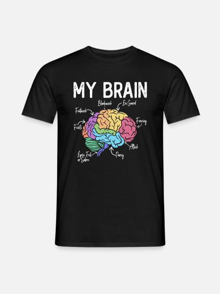 Fechter Anatomie des Gehirns - Fechten Fechter - Männer T-Shirt - Schwarz