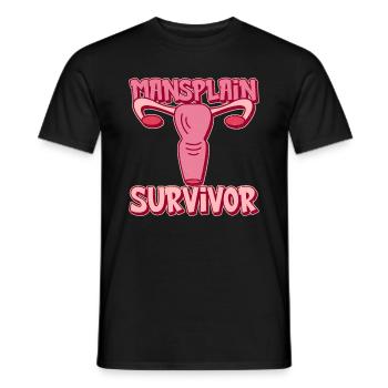 Mansplain Survivor - Féminisme Féministe - T-shirt homme - noir - Devant - AI Model Male 178 light (178cm)