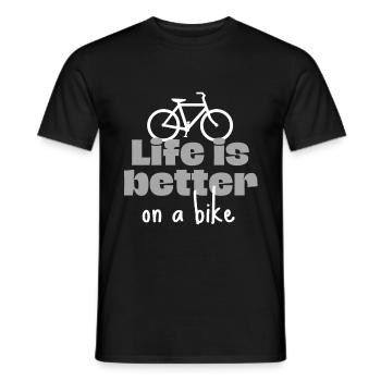 Cycling: Life is better on a bike - Men's T-Shirt - black - Front - AI Model Male 178 light (178cm)