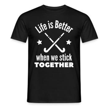 Hockey: Life is better when we stick together. - Men's T-Shirt - black - Front - AI Model Male 178 light (178cm)