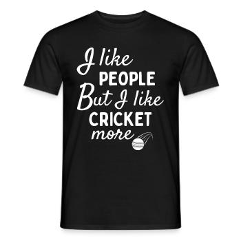 I like people BUT I like cricket more - Men's T-Shirt - black - Front - AI Model Male 178 light (178cm)