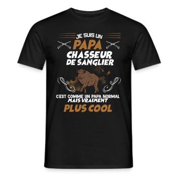 Chasseur cool Humour Chasse au Sanglier - T-shirt homme - noir - Devant - AI Model Male 178 light (178cm)