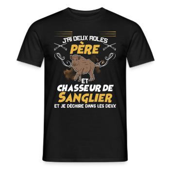 Père Chasseur Humour Chasse - T-shirt homme - noir - Devant - AI Model Male 178 light (178cm)