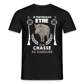 la Chasse au sanglier Ma Préférence A Moi - T-shirt homme - noir - Devant - AI Model Male 178 light (178cm)