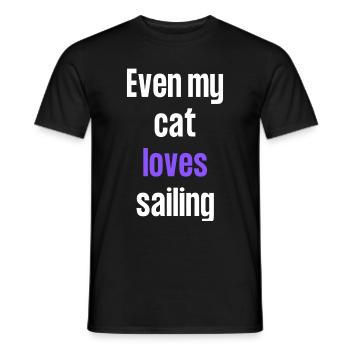 Even my cat loves sailing - Men's T-Shirt - black - Front - AI Model Male 178 light (178cm)
