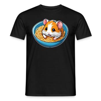 Niedlicher Hamster mit Ramen Suppe - Männer T-Shirt - Schwarz - Vorne - AI Model Male 178 light (178cm)