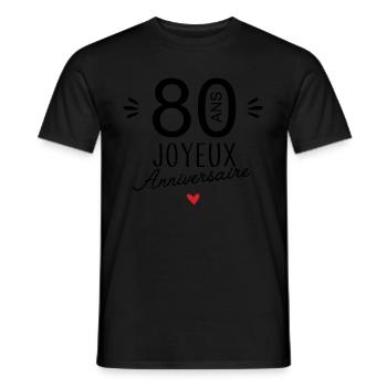 Joyeux anniv 80 ans - T-shirt homme - noir - Devant - AI Model Male 178 light (178cm)