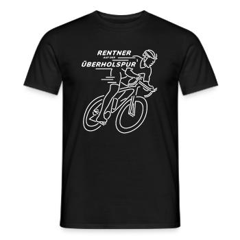 Retiree on overtaking bicycle - Men's T-Shirt - black - Front - AI Model Male 178 light (178cm)