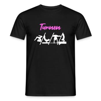 Gymnastics sports jump gymnast - Men's T-Shirt - black - Front - AI Model Male 178 light (178cm)