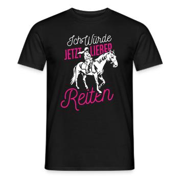 Rider Equestrian Equestrian Sport - Men's T-Shirt - black - Front - AI Model Male 178 light (178cm)