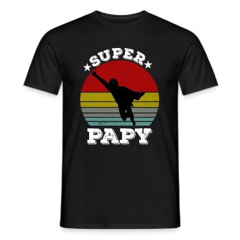 Super papy - T-shirt homme - noir - Devant - AI Model Male 178 light (178cm)
