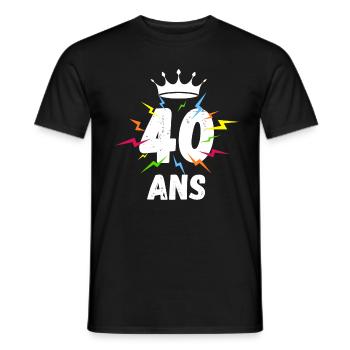 Roi reine éclairs 40 ans magie Anniversaire - T-shirt homme - noir - Devant - AI Model Male 178 light (178cm)