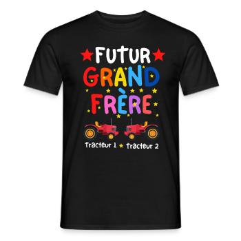Futur Grand Frère pour jouer au tracteur - T-shirt homme - noir - Devant - AI Model Male 178 light (178cm)