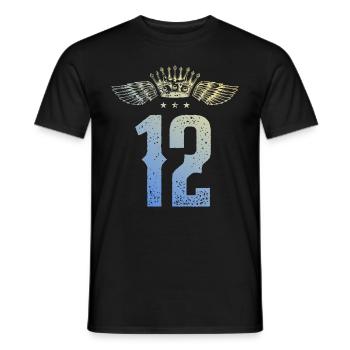12 Zahl Krone - Männer T-Shirt - Schwarz - Vorne - AI Model Male 178 light (178cm)