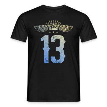 13 Zahl Krone - Männer T-Shirt - Schwarz - Vorne - AI Model Male 178 light (178cm)