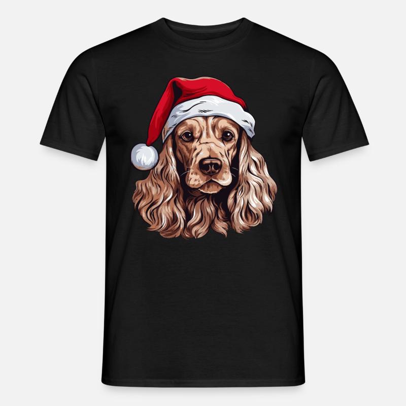 Cocker Spaniel Hund Weihnachten Kopf - Männer T-Shirt - Schwarz