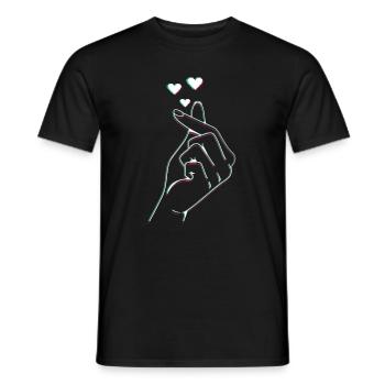 K-POP Finger Heart I Love You... K-Pop - Männer T-Shirt - Schwarz - Vorne - AI Model Male 178 light (178cm)