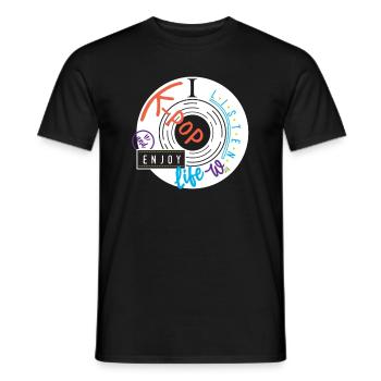 I listen K-Pop... K-Pop - Men's T-Shirt - black - Front - AI Model Male 178 light (178cm)