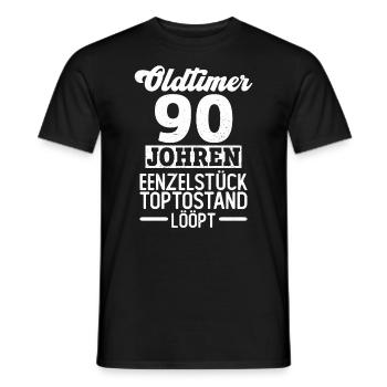 Oldtimer - 90 Johren 90 Geburtstag Plattdeutsch - Männer T-Shirt - Schwarz - Vorne - AI Model Male 178 light (178cm)
