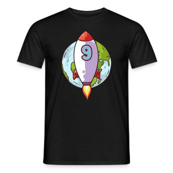 9. Geburtstag Rocket Space 9 Jahre Space Galaxy - Männer T-Shirt - Schwarz - Vorne - AI Model Male 178 light (178cm)