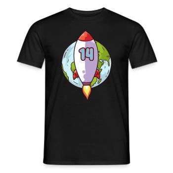 14. Geburtstag Rocket Space 14 Jahre Space Galaxy - Männer T-Shirt - Schwarz - Vorne - AI Model Male 178 light (178cm)