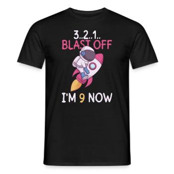 3..2..1.. Blast Off - J’ai 9 ans maintenant - 9e anniversaire - T-shirt homme - noir - Devant - AI Model Male 178 light (178cm)