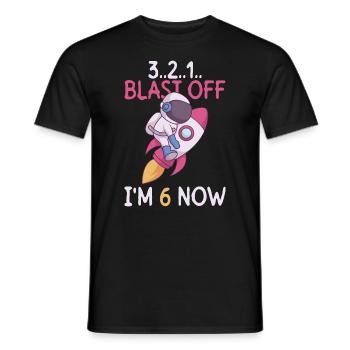 3..2..1.. Blast Off - J’ai 6 ans maintenant - 6ème anniversaire - T-shirt homme - noir - Devant - AI Model Male 178 light (178cm)