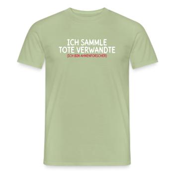 Ich Sammle Tote Verwandte (Ich Bin Ahnenforscher) - Männer T-Shirt - Sage - Vorne - AI Model Male 178 light (178cm)