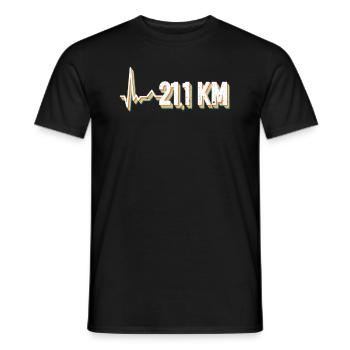 21,1 km - Halbmarathonläufer Halbmarathon Joggen - Männer T-Shirt - Schwarz - Vorne - AI Model Male 178 light (178cm)