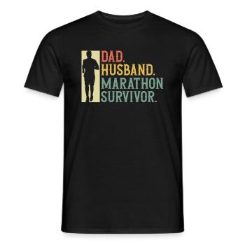 Père. Mari. Survivant du marathon - T-shirt homme - noir - Devant - AI Model Male 178 light (178cm)