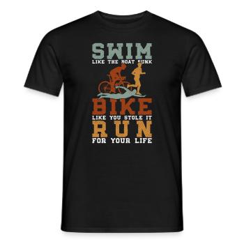 Cadeau de triathlète d’entraînement de triathlon - T-shirt homme - noir - Devant - AI Model Male 178 light (178cm)